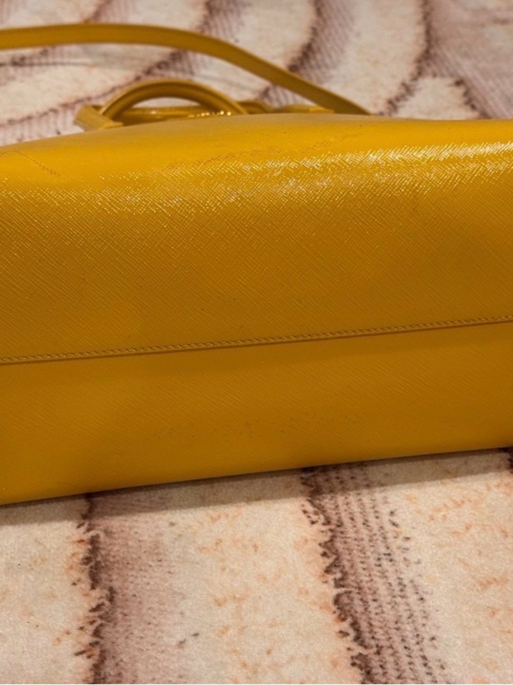 Prada BN2535 Galleria Saffiano Vernice Tote in Girasole Yellow with double COA! - Picture 13 of 16
